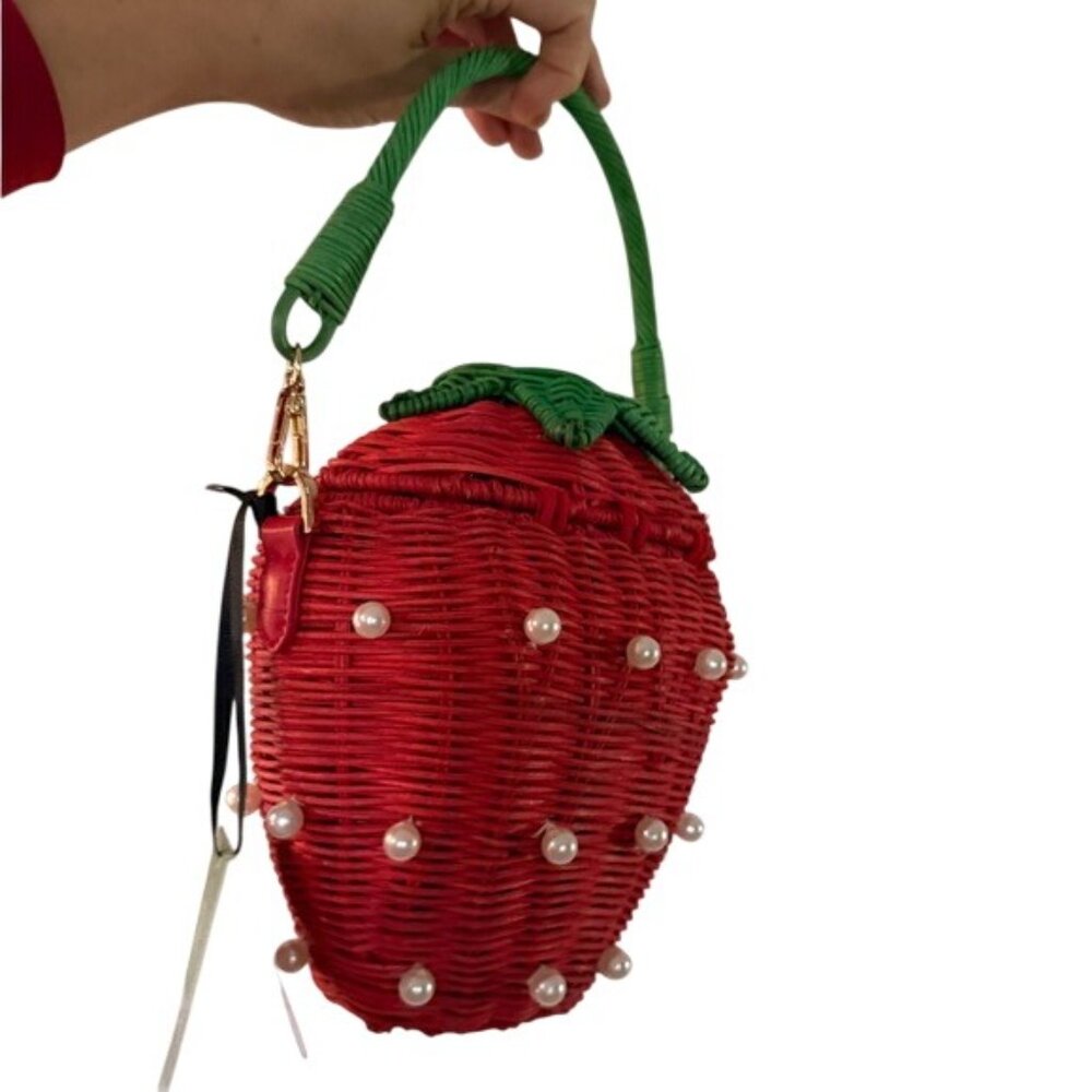 Kate Spade Target Strawberry Basket Purse Red Faux Pearl Bucket Bag Handbag NWT - Picture 6 of 12